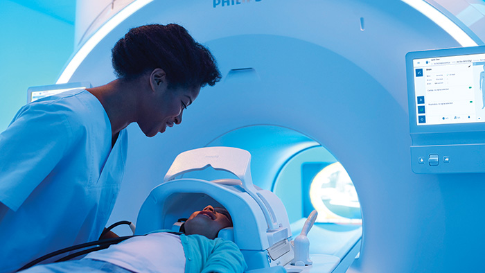 Image of Philips imaging parts of someone entering a scanner